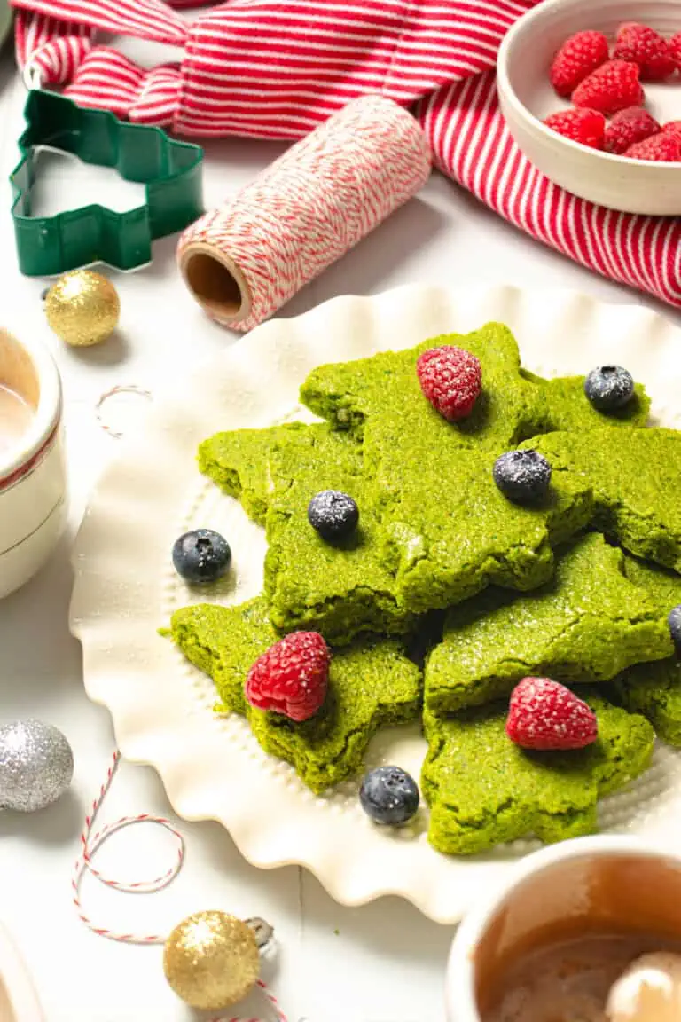 Christmas Tree Pancakes with Hidden Spinach for Kids