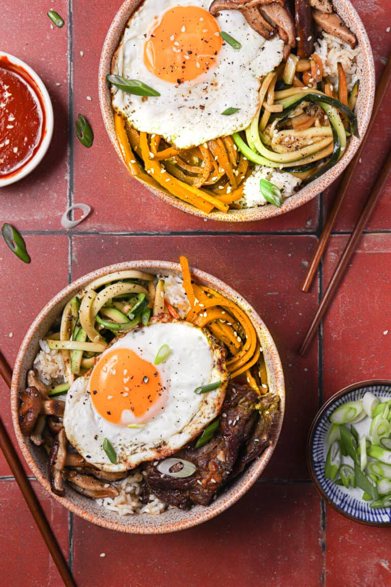 Sheet Pan Korean Bibimbap with Beef and Veggies