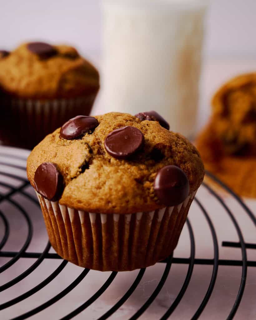 Cookies with chocolate chips on a cooling rack, inviting baked goods, perfect for bakery or dessert recipes, delicious treat.